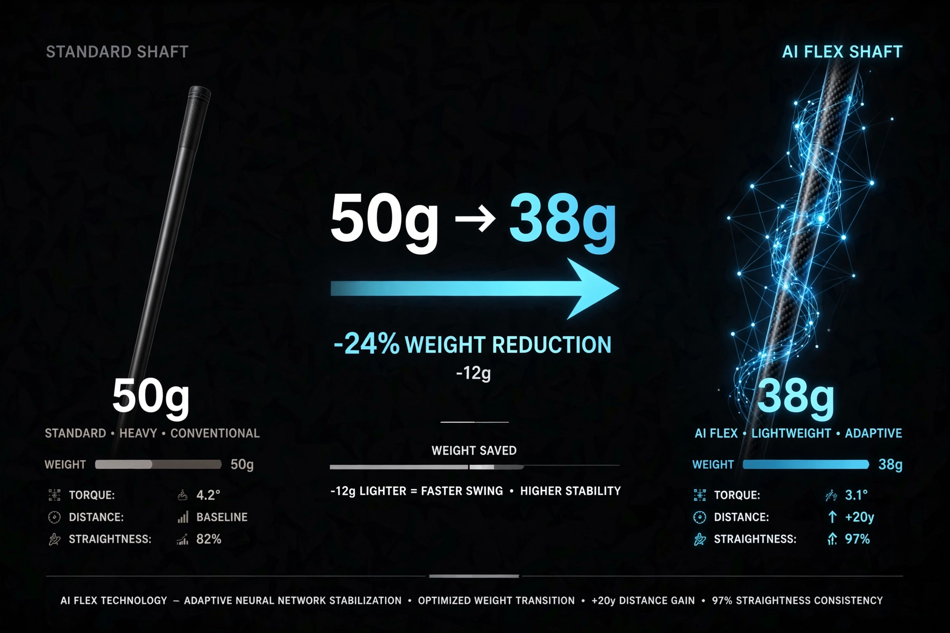 초경량 38g vs 50g 무게 비교 -23% 경량화